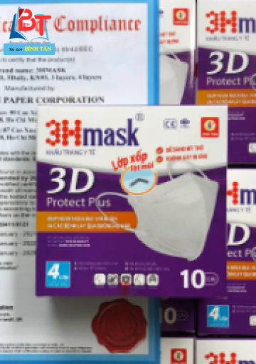 Khẩu Trang 3Hmask 3D 4 lớp - hộp 10 cái