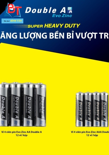 Pin AAA DoubleA Evo Zinc lốc 4 viên (màng co)