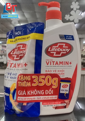 Lifebuoy Sữa tắm BVVT chai 800gr (tặng túi 350gr)